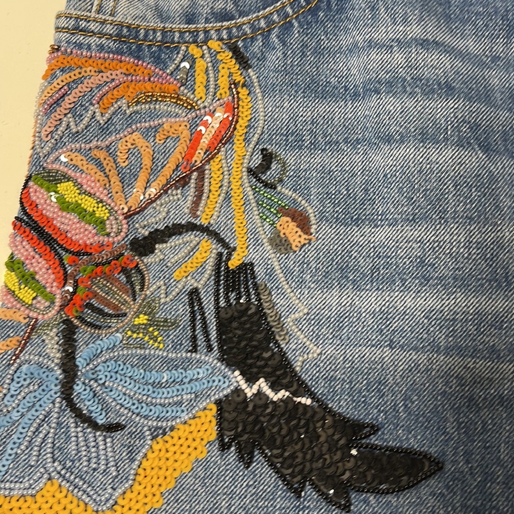 Alexander Mcqueen Obsessions Embroidered Denim Boyfriend Jeans - Picture 8 of 10
